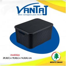 MINI CAIXA RATTAN 7 LITROS PRETA R1826 MONTE LIBANO UN 1