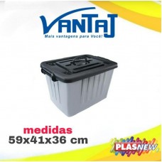 CONTEINER PLASTICO N5 54,5 LITROS CINZA R9357 CM03 PLASNEW UN 1